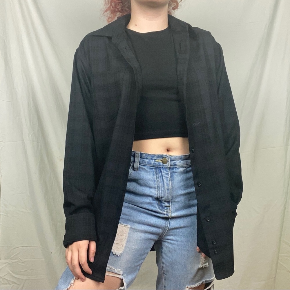 george black plaid long sleeve button down